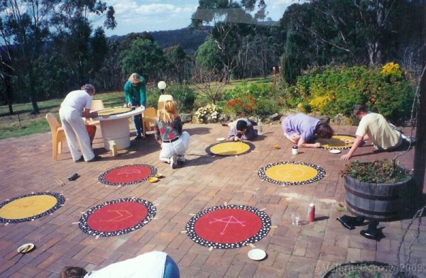 painting sacred symbols on canvas