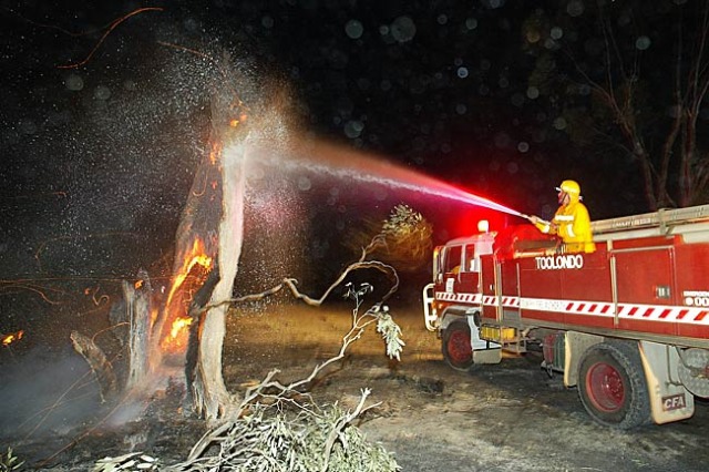 Orbs surrounding fire brigade